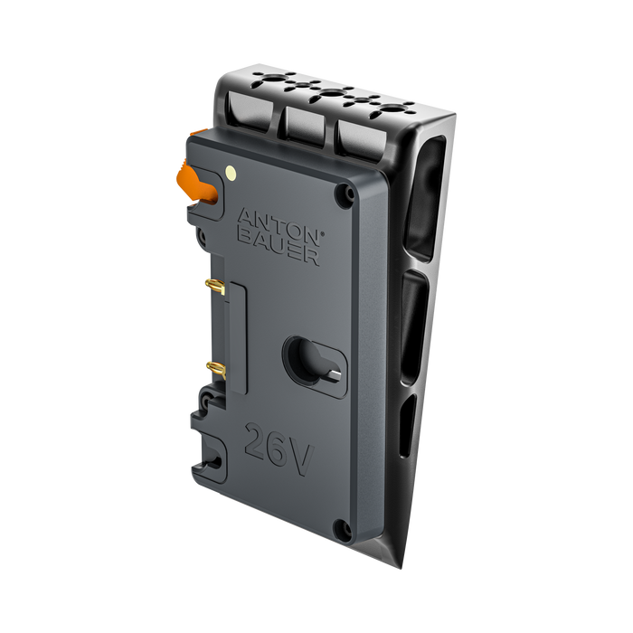 battery plate system for ursa cine 12k 17k on camera front angle