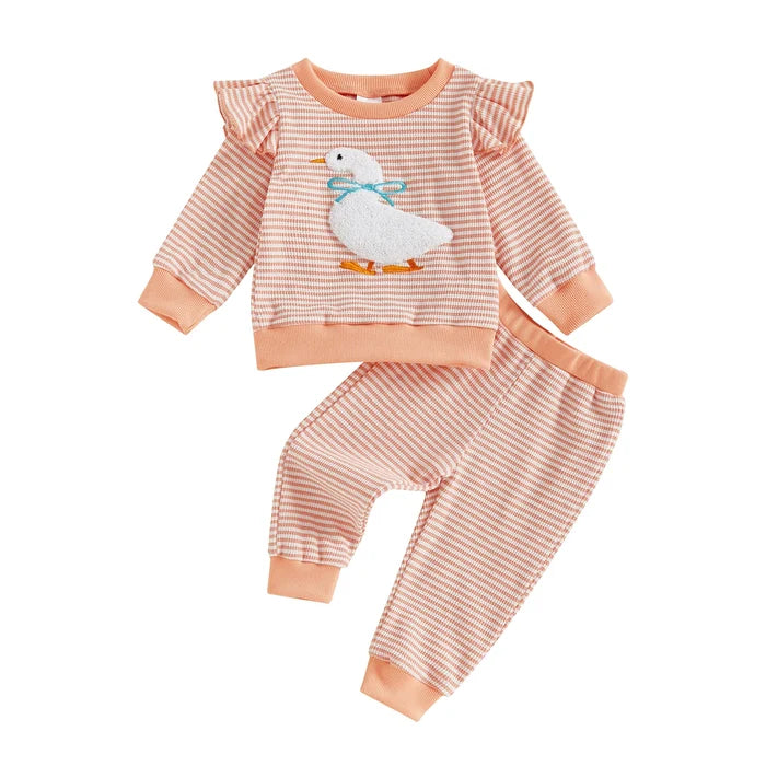 GOOSE Striped Ruffle Outfit