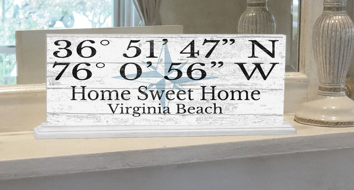 GPS Coordinates Sign Custom Latitude Longitude Location Personalized - Broad Bay Personalized Gifts Shipped Fast