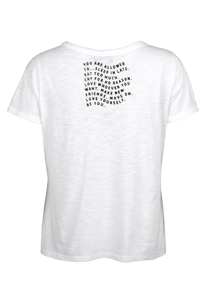 Grace 434/2201 - 100 White V Neck T-Shirt with Embellished Detail - Dotique - Grace