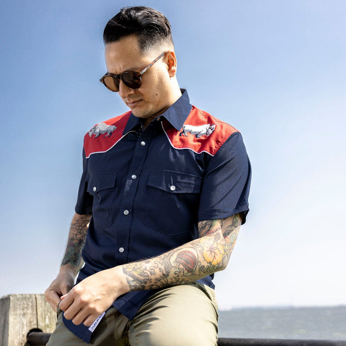 RSVLTS RSVLTS Americana "Great White Buffalo" _ Roper Short Sleeve Shirt