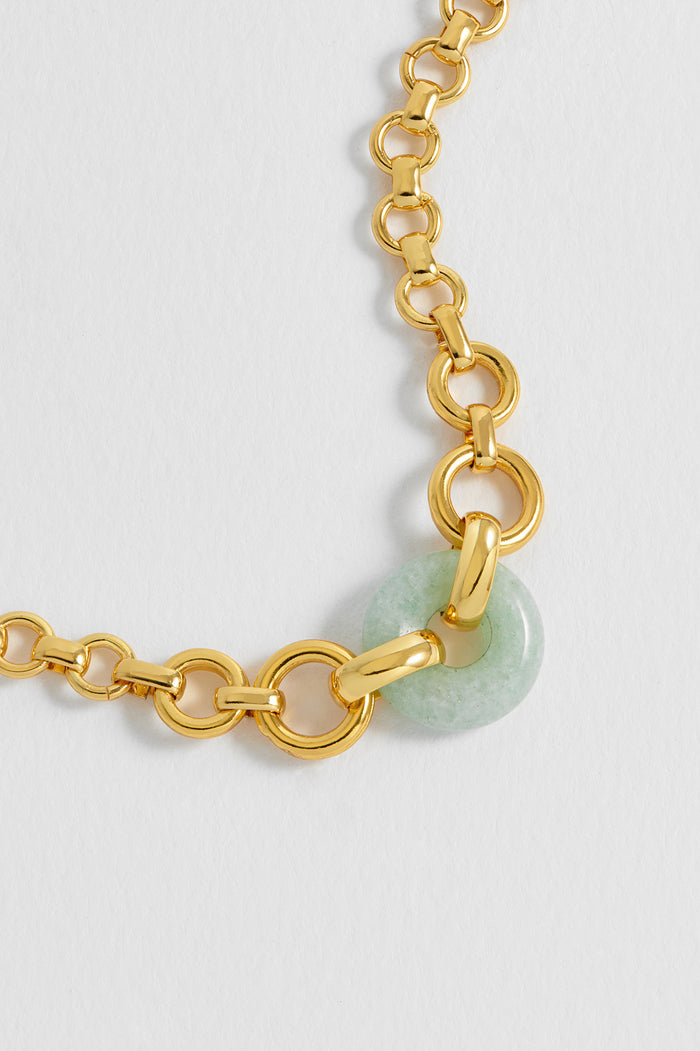 Green Quartz Graduated Link T-Bar Bracelet