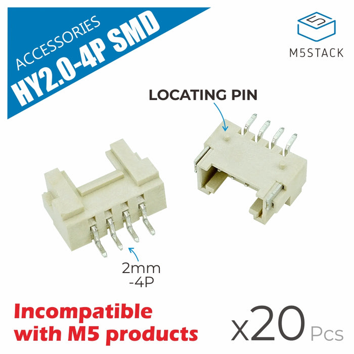 Grove Female Header - HY2.0-4P -SMD with Locating Pins (20pcs) - m5stack-store