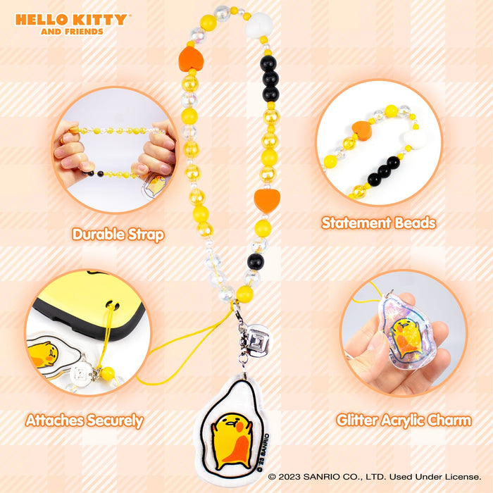 Gudetama Beaded Charm Mobile Phone Wrist Strap Accessory Hamee.com - Hamee US