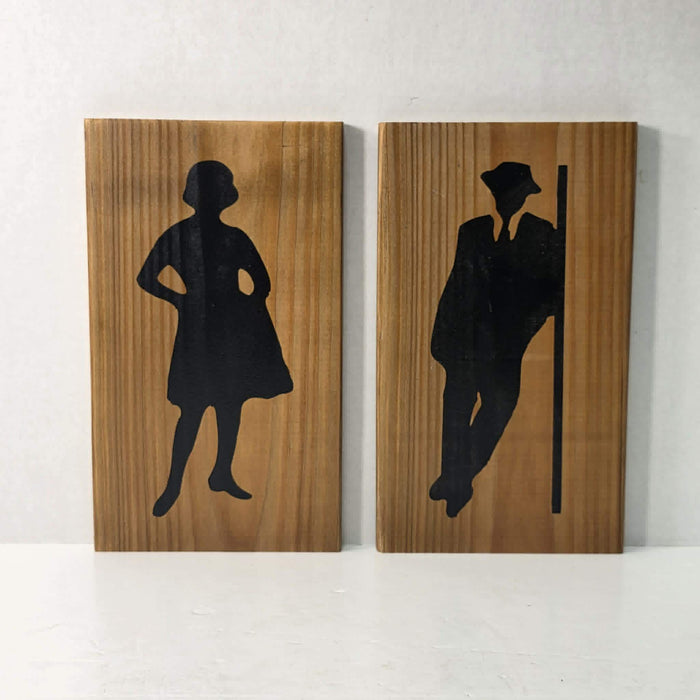 Handmade Wooden His & Hers Bathroom Signs – Rustic Restroom Decor