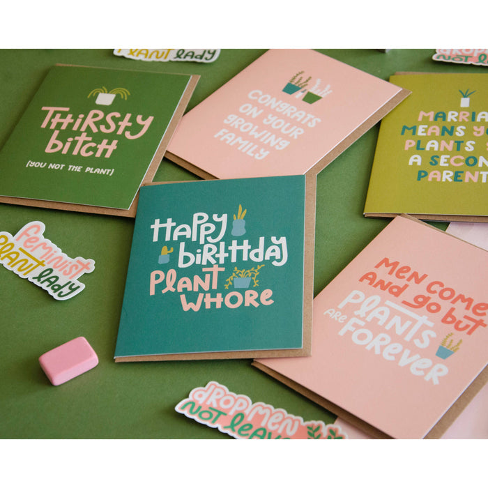 Happy Birthday Plant Whore Feminist Greeting Card