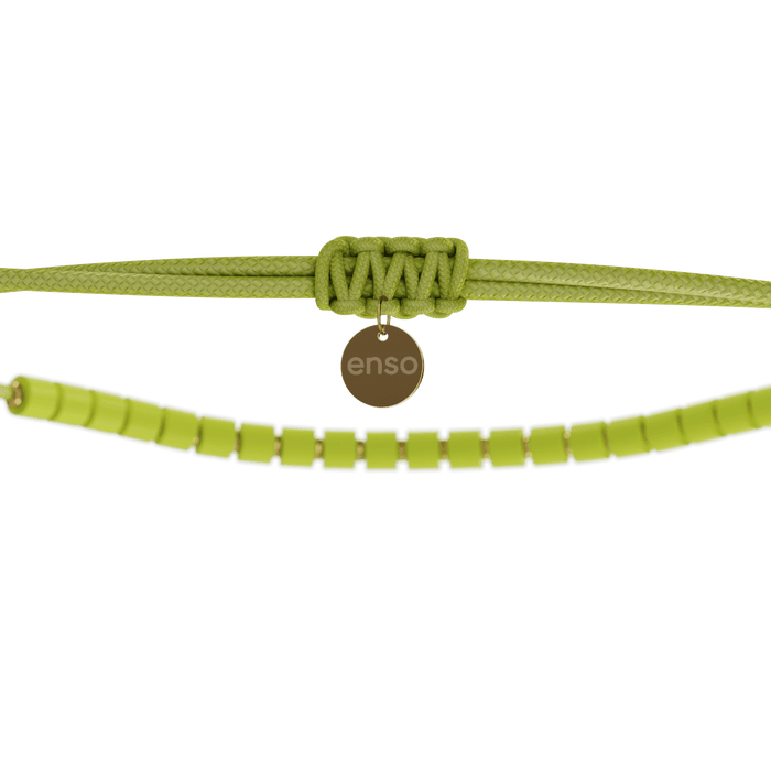 Heishi Cord Slider Necklace - Jade & Gold