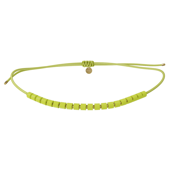 Heishi Cord Slider Necklace - Jade & Gold
