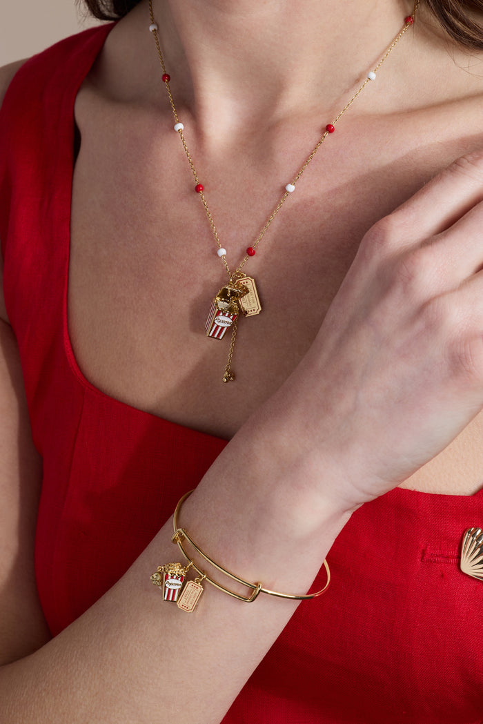 'Here For The Drama!' Popcorn Charm Locket Pendant