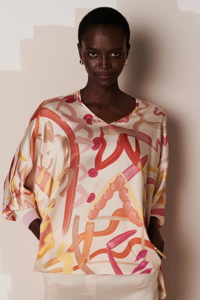 Herzen's Angelegenheit 25251 - 6162 Peachy Multi Silk Blouse - Dotique - Herzen's Angelegenheit