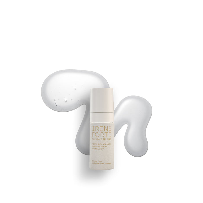 Travel-sized Hibiscus Serum packaging on a white background with texture swatch