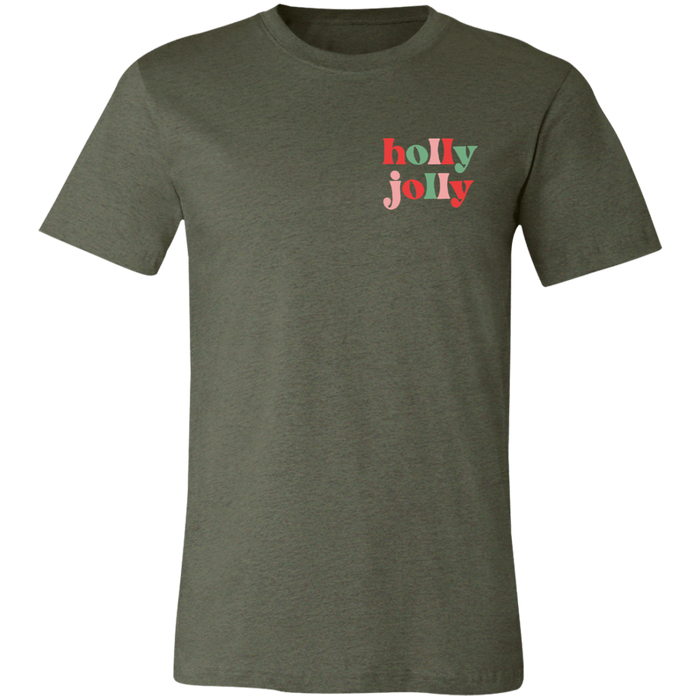 Holly Jolly Christmas graphic t-shirt in Heather Military Green