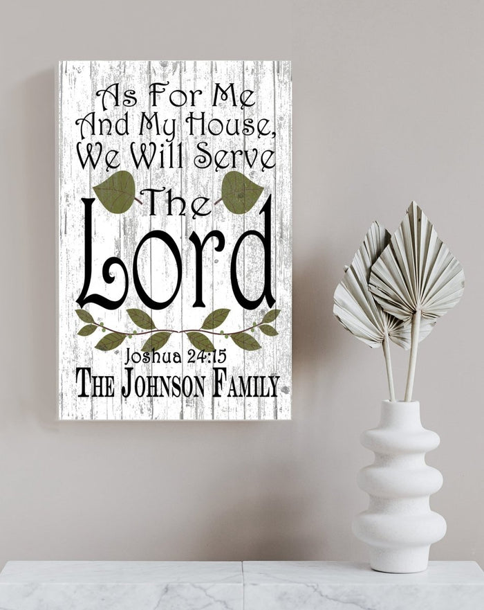 As For Me And My House We Will Serve The Lord Sign with name for religious church families