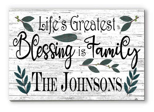 Life's Greatest Blessing is Family Sign With Custom Name