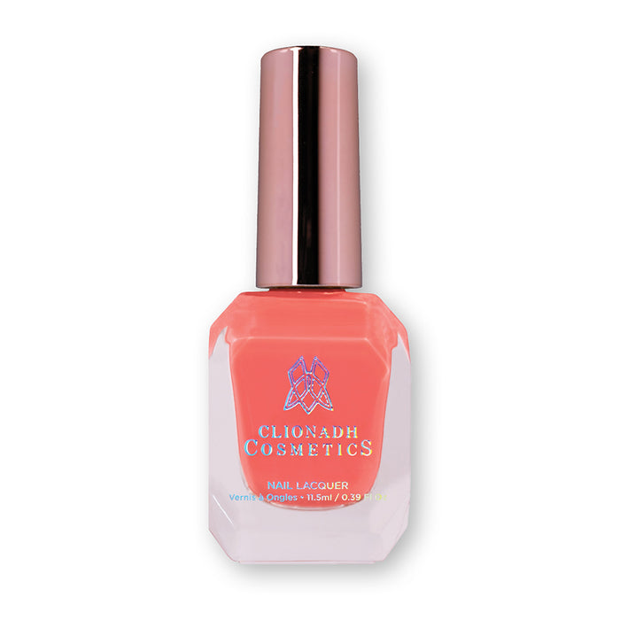 Bottle of nail polish containing Horizon Nail Lacquer on white background.
