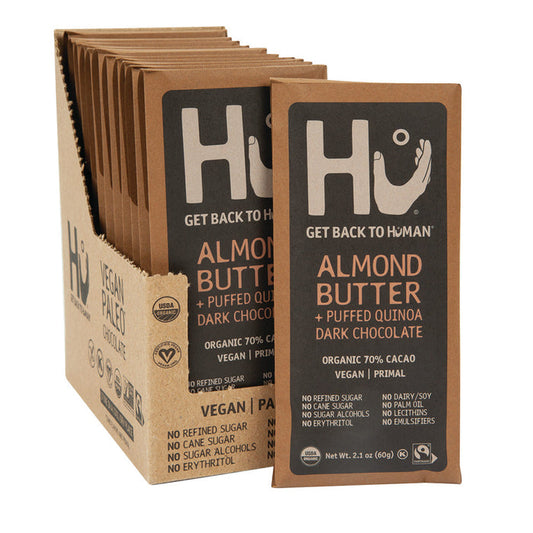 Hu Dark Chocolate Almond Butter and Puffed Quinoa Candy Bars - 12 Count