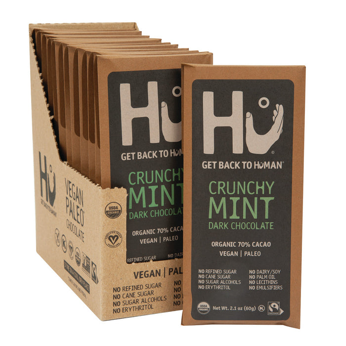 Hu Dark Chocolate Candy Bars Crunchy Mint - 12 Count