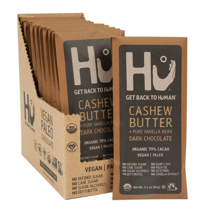 Hu Dark Chocolate Cashew Butter and Vanilla Bean Candy Bars - 12 Count