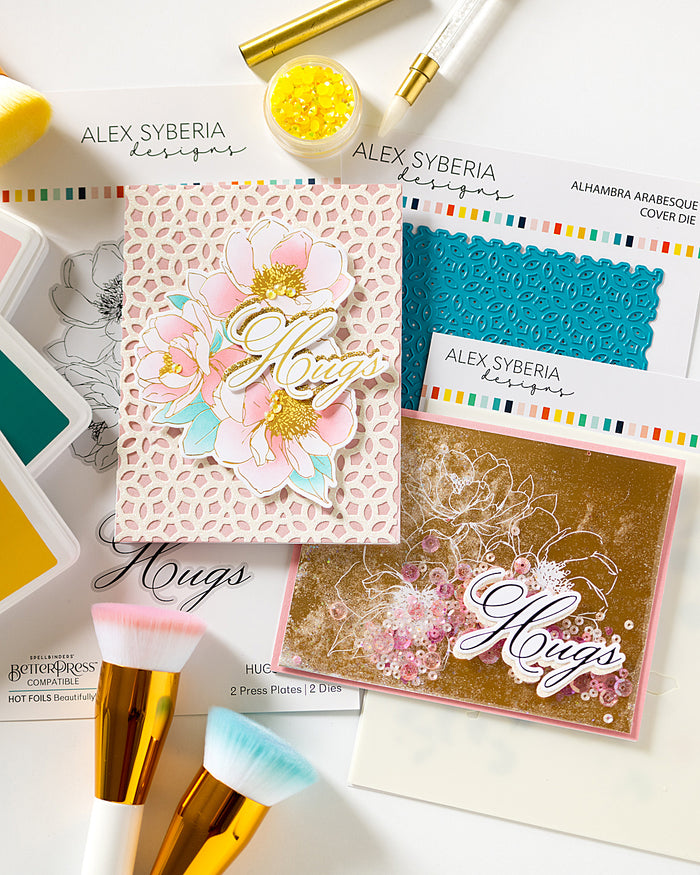 Hugs in Bloom Press/HotFoil Plate/Die Set & Stencil Set Bundle