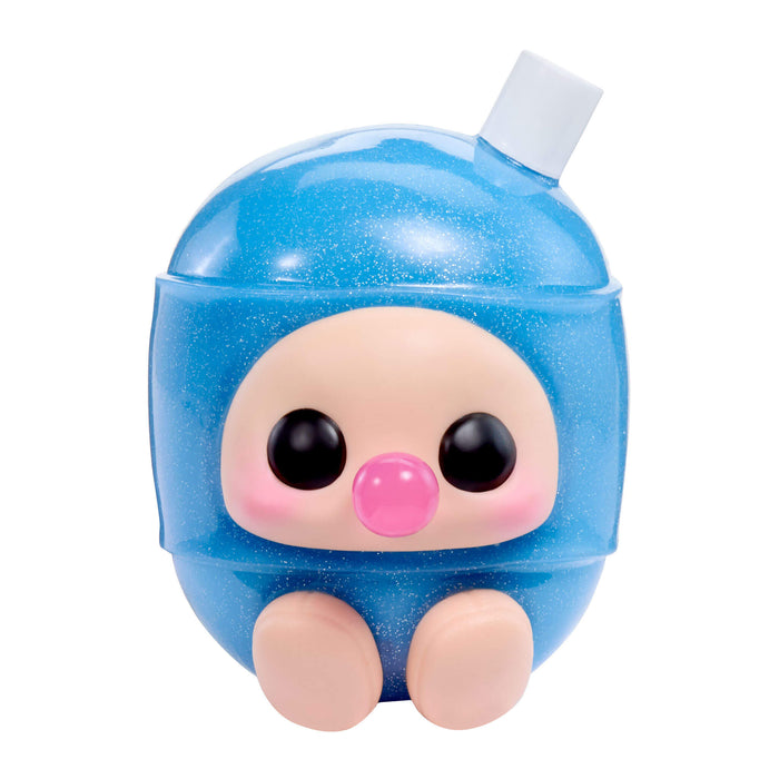 Blue Hyojo BLOW POP with a cartoonish face on a white background