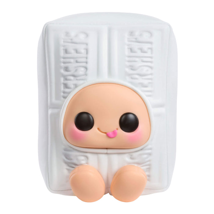 White Hershey's chocolate bar with funny face on white back ground