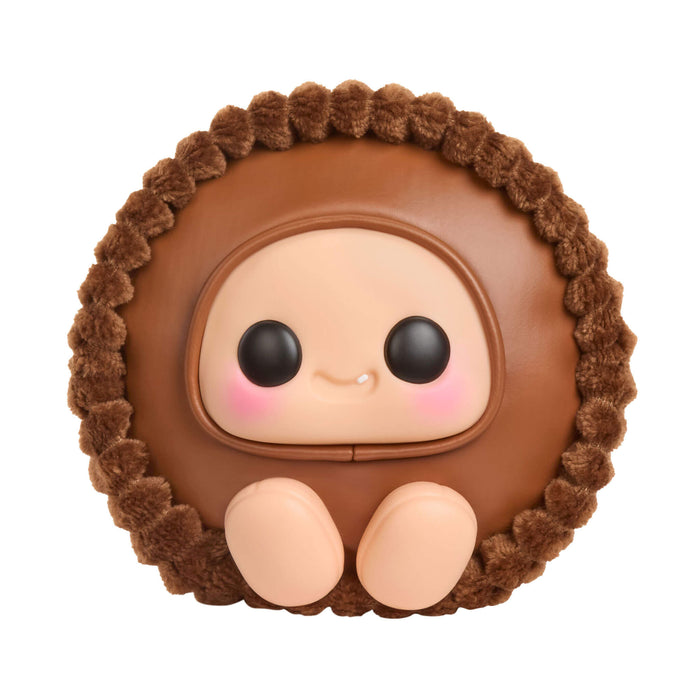 Cute brown Reese's with a face on a white background
