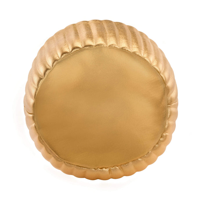 Bottom of the Gold Reese's Peanut Butter Cup with textured border on a white background