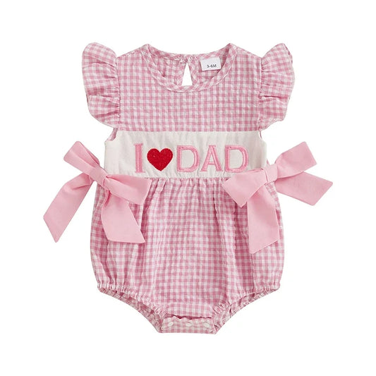 I LOVE MOM/DAD Bowtie Romper
