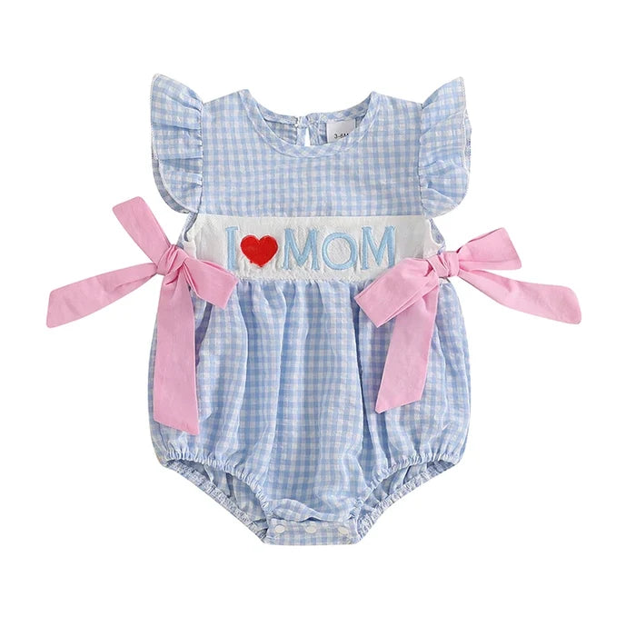 I LOVE MOM/DAD Bowtie Romper