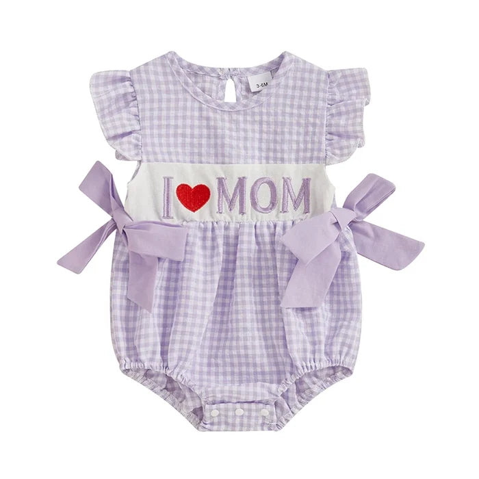 I LOVE MOM/DAD Bowtie Romper