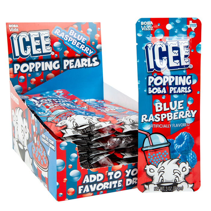 ICEE Blue Raspberry Popping Boba Pearls Candy - 12 Count