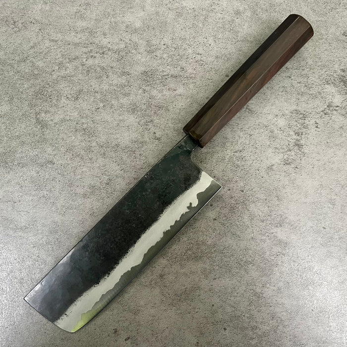 Custom Kyohei Shindo Iron clad Aogami Kurouchi Nakiri 165mm - Rosewood