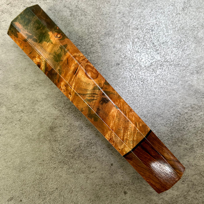 Custom Japanese Knife handle (wa handle)  for 240mm -  Maple burl and Honduran rosewood