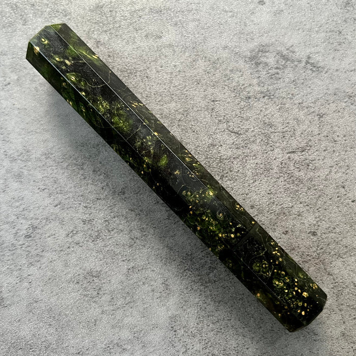 Custom Japanese Knife handle (wa handle)  for 240 : Emerald and black dyed box elder