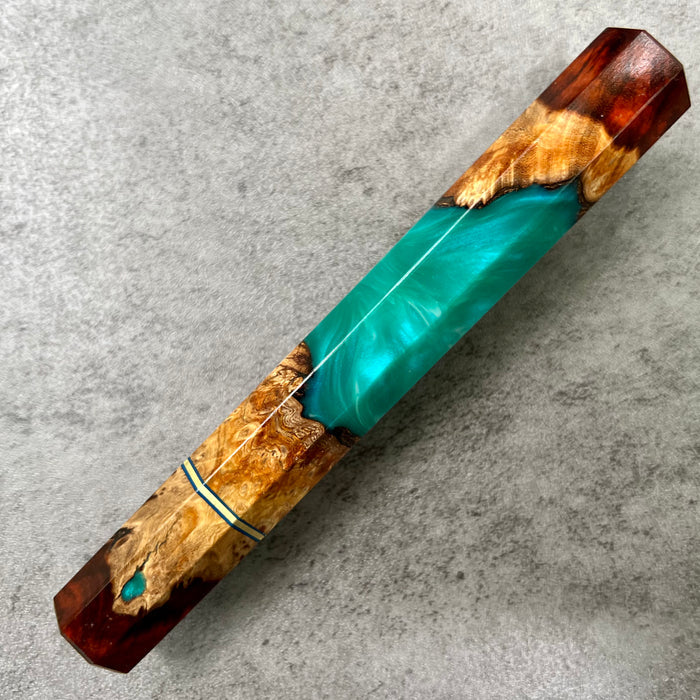 Custom Japanese Knife handle (wa handle)  for 240mm -  bloodwood burl hybrid