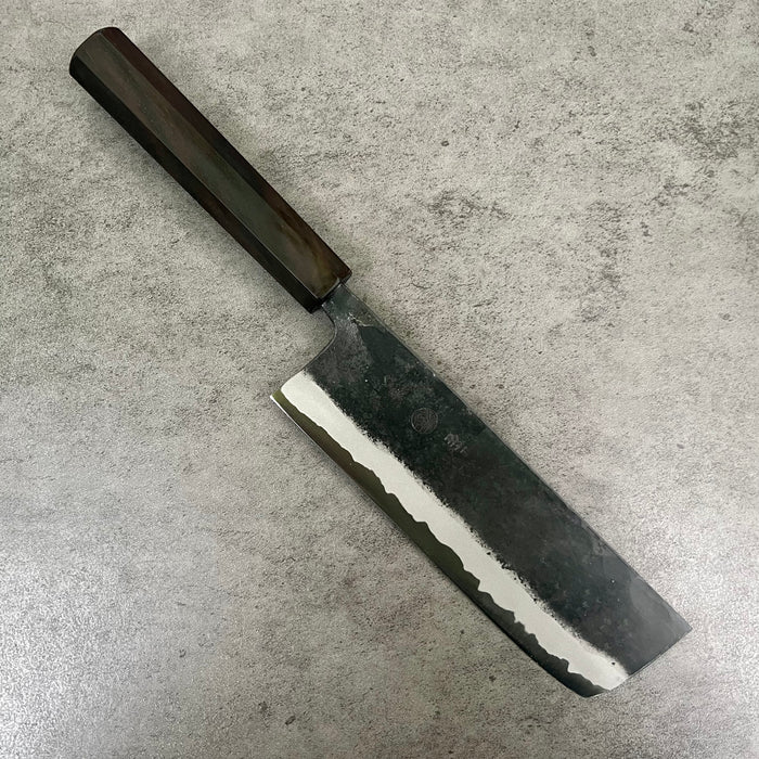 Custom Kyohei Shindo Iron clad Aogami Kurouchi Nakiri 165mm - Rosewood