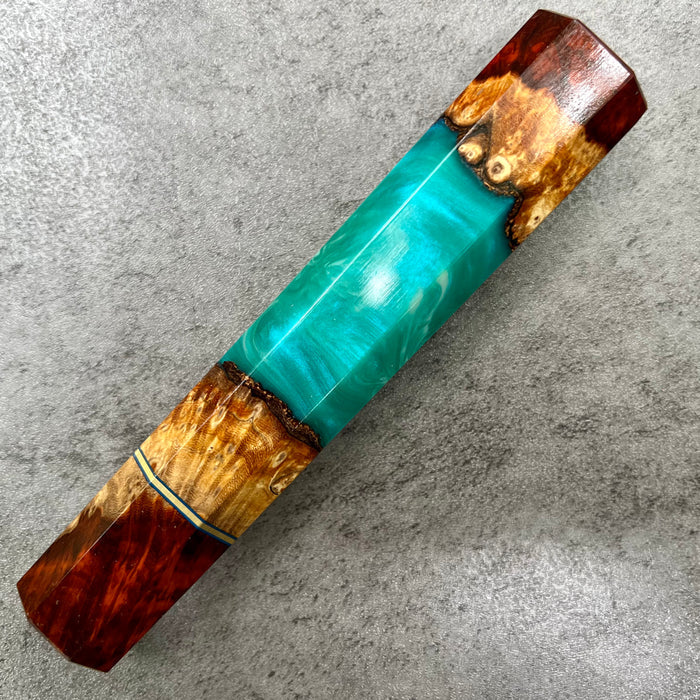 Custom Japanese Knife handle (wa handle)  for 240mm -  bloodwood burl hybrid