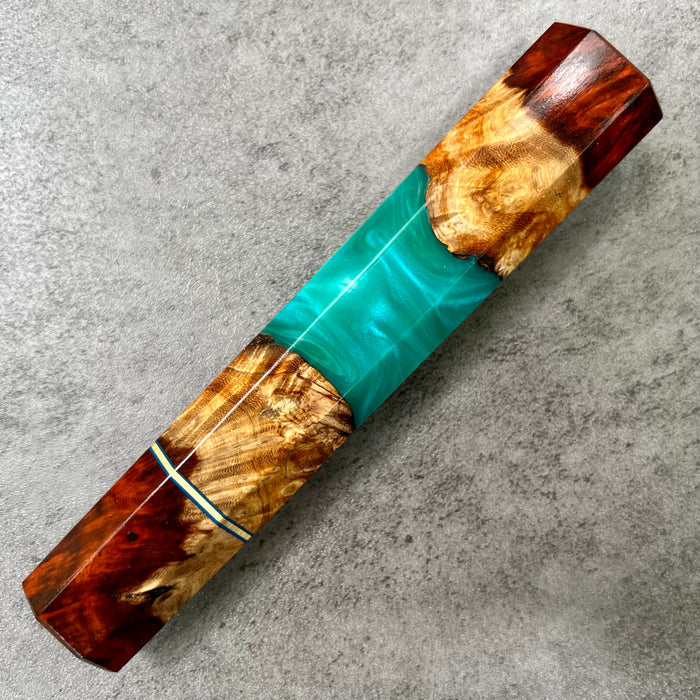 Custom Japanese Knife handle (wa handle)  for 240mm -  bloodwood burl hybrid