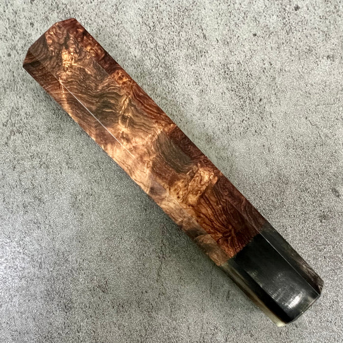Custom Japanese Knife handle (wa handle) for 240mm : Honduran Rosewood Burl and horn