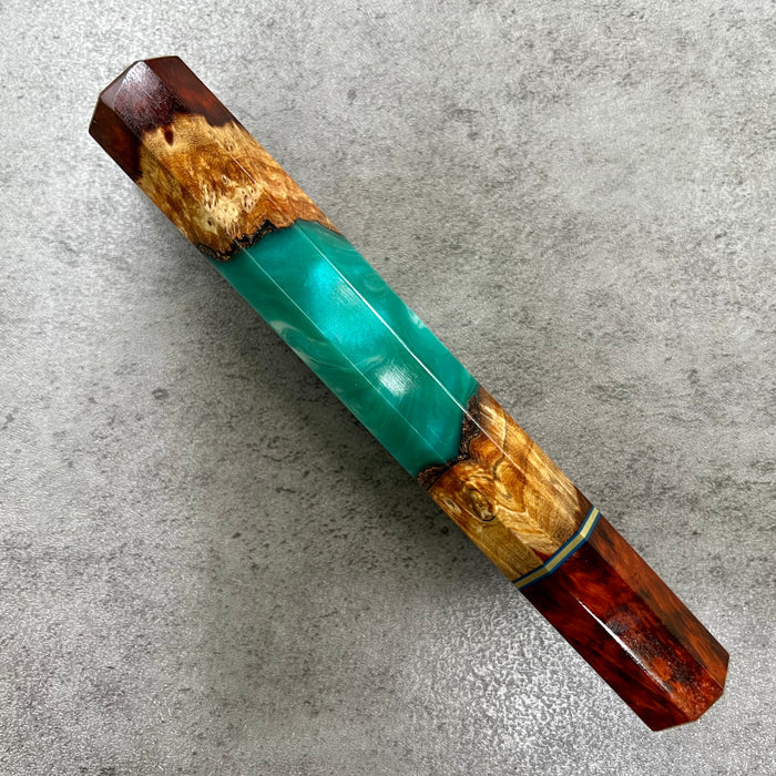 Custom Japanese Knife handle (wa handle)  for 240mm -  bloodwood burl hybrid