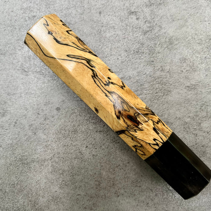 Custom Japanese Knife handle (wa handle)  for 210mm  -  Spalted Tamarind and horn