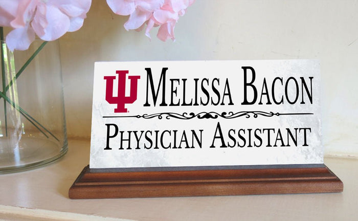 Indiana University Nameplate for Desk or Shelf for IU Alumni, or IU Graduation Gift - Broad Bay Personalized Gifts Shipped Fast