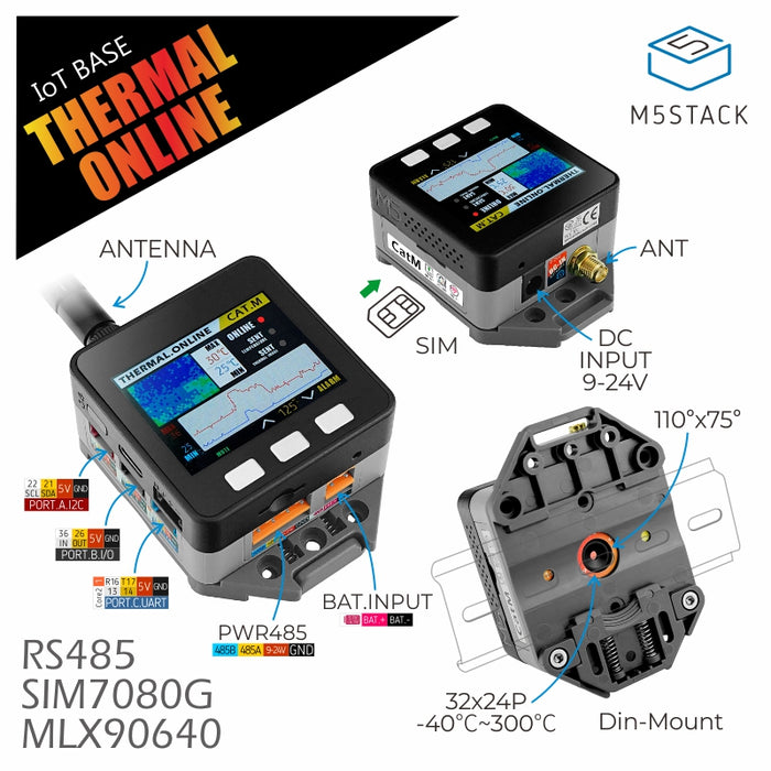 IoT Base CAT-M Kit (SIM7080G) with Thermal Camera (MLX90640) - m5stack-store