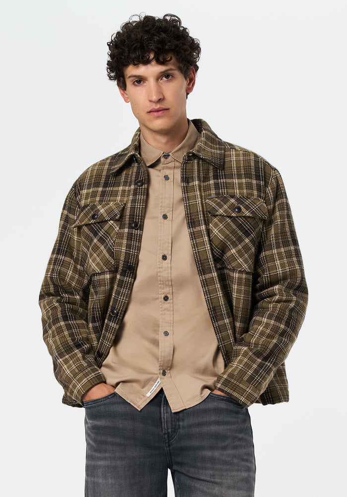 Buffalo Men Jackets Green Woven Casual Jackets Plaid Pattern