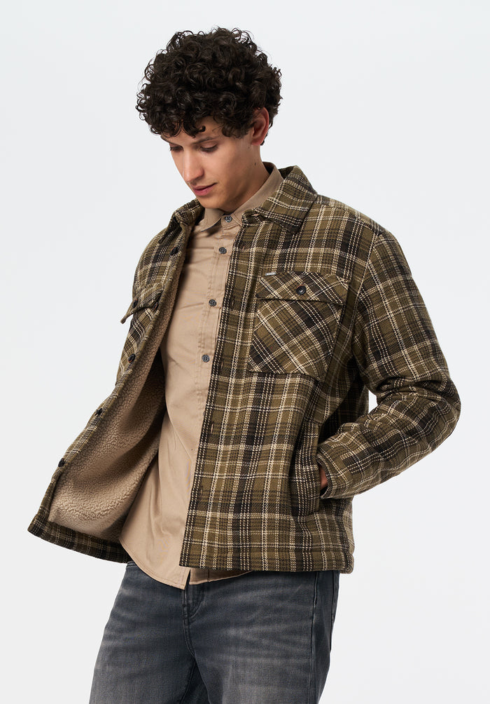 Buffalo Men Jackets Green Woven Casual Jackets Plaid Pattern