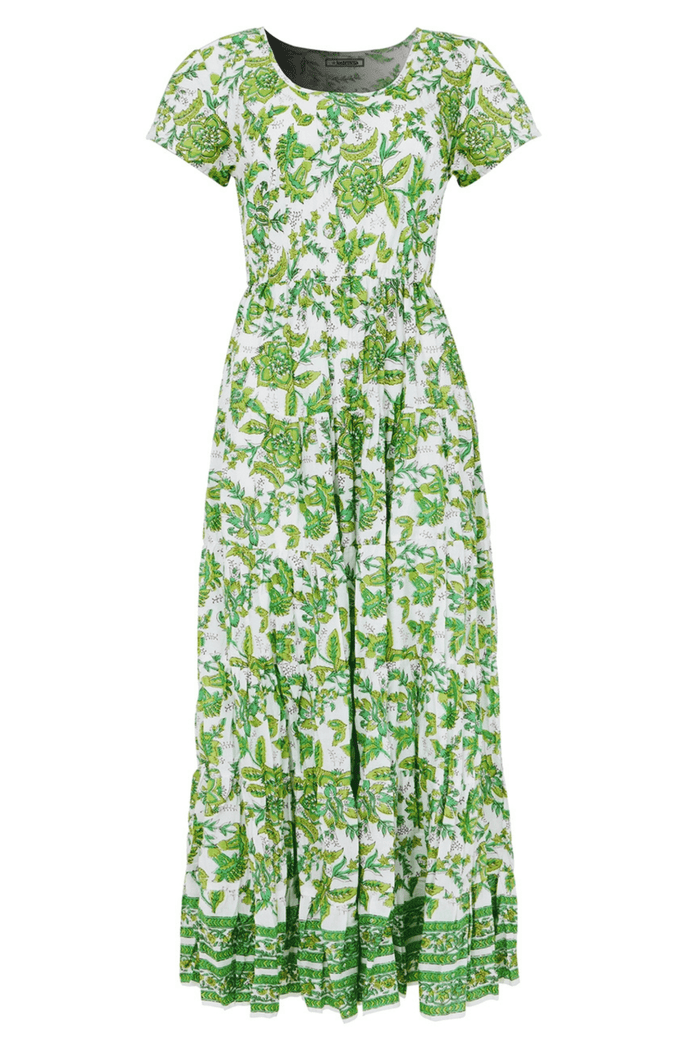 Joe Browns WF186A Hannah Green Floral Crinkle Cotton Maxi Dress - Dotique
