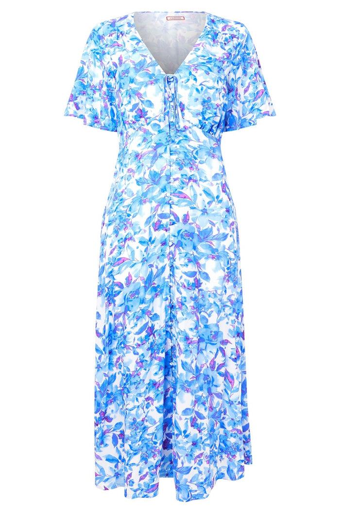 Joe Browns WF208A Olivia Floral Printed Midi Dress Blue - Dotique