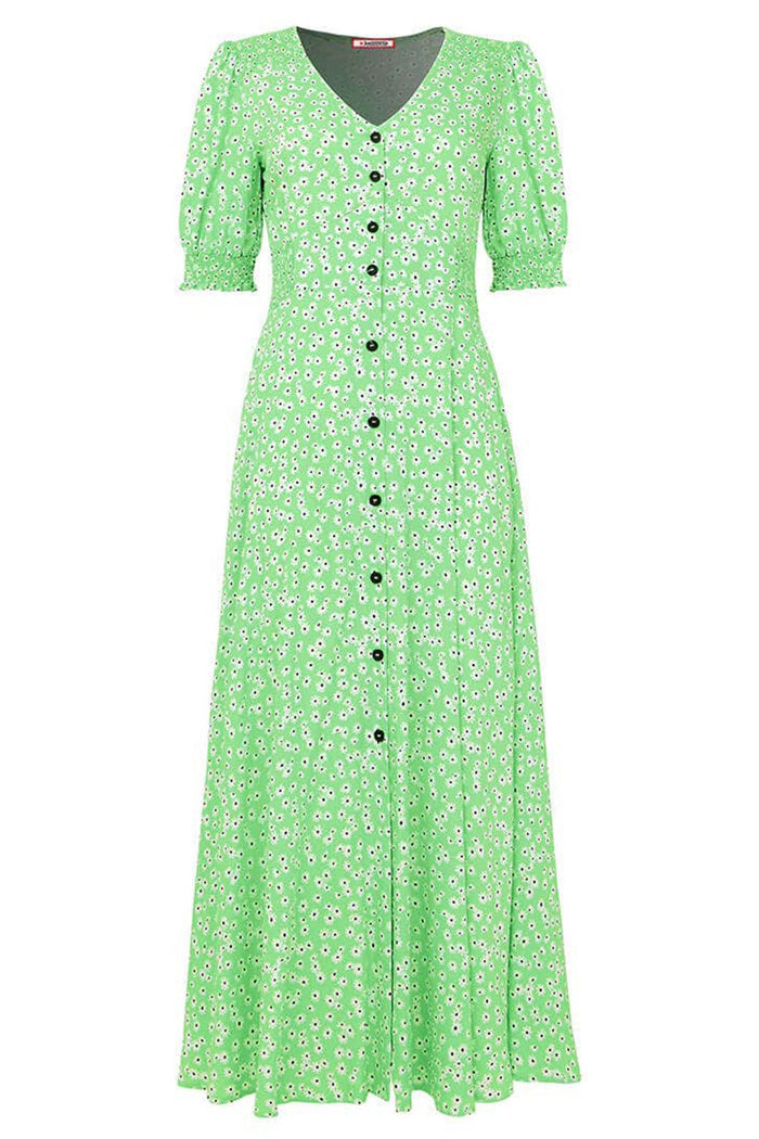 Joe Browns WF210A Fresh As A Daisy Printed Maxi Dress Green - Dotique