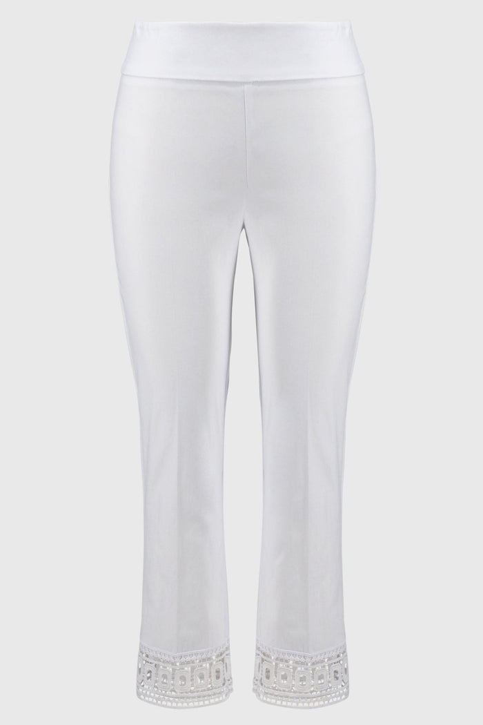 Joseph Ribkoff 251053 Trousers with Lace Hem White - Dotique