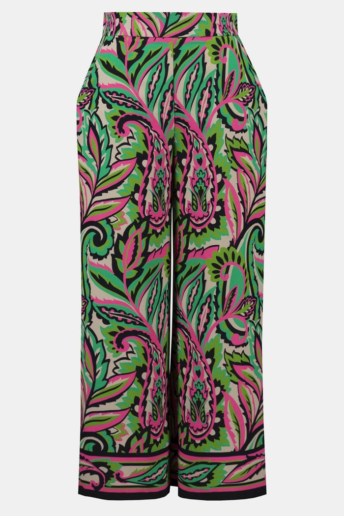 Joseph Ribkoff 252142 High Waisted Paisley Print Wide Leg Trousers - Dotique